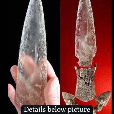 This is a 5,000-year-old Crystal dagger discovered in a megalithic tomb in present-day Spain