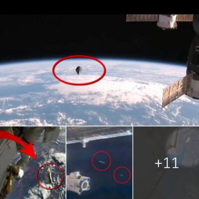 The moment when astronauts on the International Space Station captured video of a UFO flying nearby